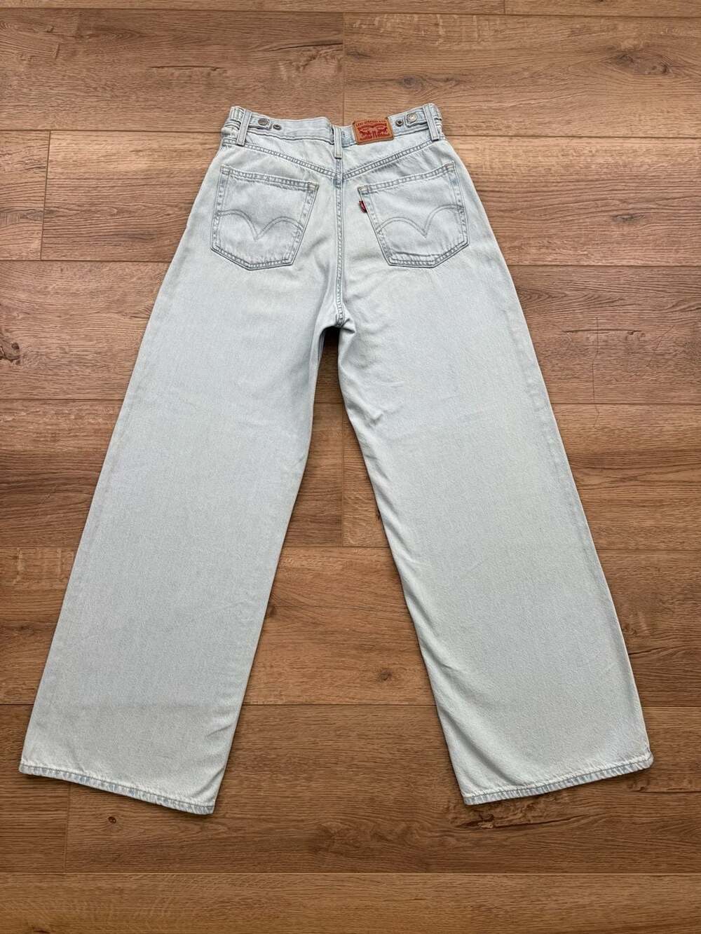 Levi’s Cinch Baggy Jeans Womens 28 High Rise Wide Leg Light Wash 100% Cotton - Picture 12 of 16